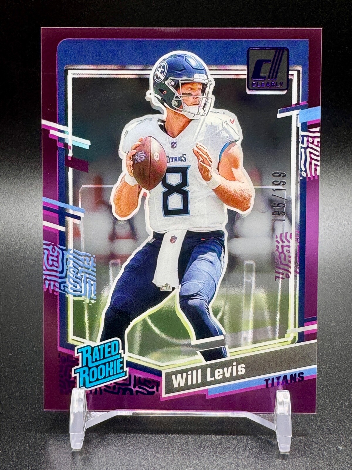 2023 Panini Clearly Donruss Will Levis #94 Rated Rookie Purple RC /199 Titans