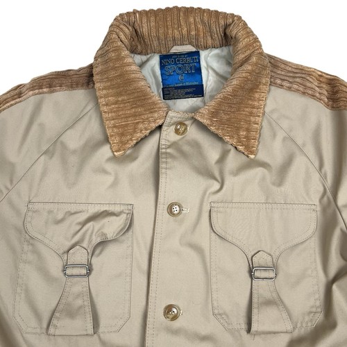 Nino Cerruti Sport Jacket Men XL Beige Vintage Chore Coat Corduroy Trim Belt VTG - Picture 7 of 23
