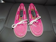 Sperry Top Sider Biscayne 1 Eye Pink Sequin YG42851F Size 1.5M Girl's EUC