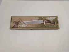 Frost Cutlery Fixed Blade Knife Bowie Stag Handle Leather Sheath Overall 13"