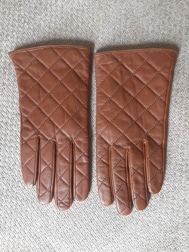 New Merona Genuine Leather Quilted Tan Gloves L/XL Large/X-Large Wrist Women's - Picture 14 of 24