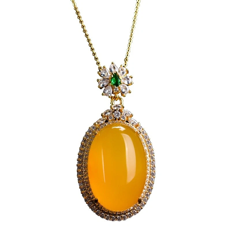 Calcedonia Collares y colgantes De moda de oro amarillo