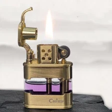 CHIEF Retro Windproof Lighter, Transparent Oil Storage Grinding Wheel Men's Gift