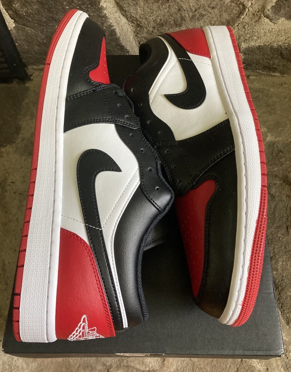 Nike Air Jordan 1 Low Bred Toe 2.0 Black Red Shoes Men Size 12 New Nike Air Jordan 1 Low  main image 3