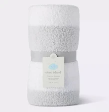 Cloud Island Chenille Stripe Baby Blanket - Gray & White Stripes - New !!