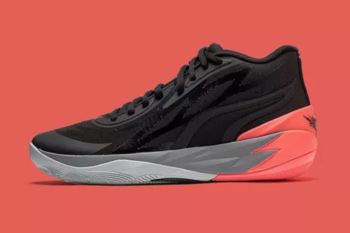 Mens Puma LaMelo Ball MB.02 Flare Black Infrared Glow Basketball Shoes 378287-01