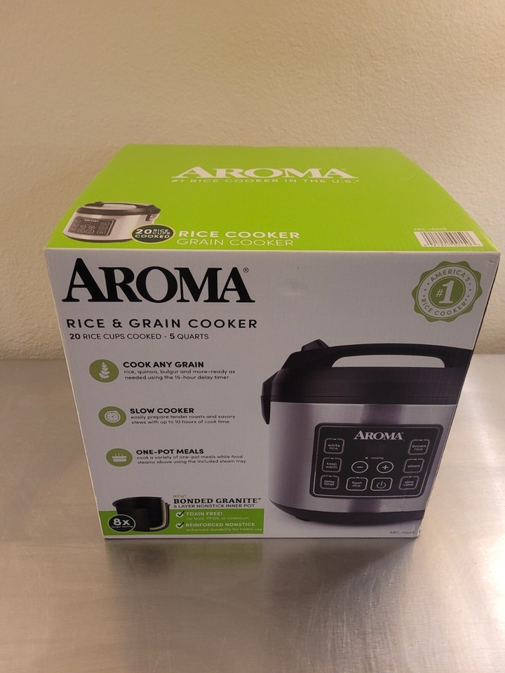 AROMA ARC150SB 5 qt Digital CoolTouch Rice Cooker Silver NEW