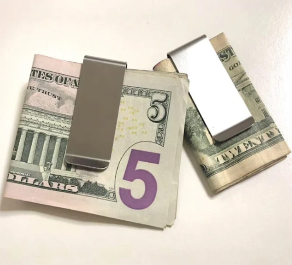 Sleek Stainless Steel Money Clip – Compact Durable Silver