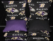 8 Cornhole Beanbags made w BALTIMORE RAVENS FabricACA Regulation Game Toss Bags