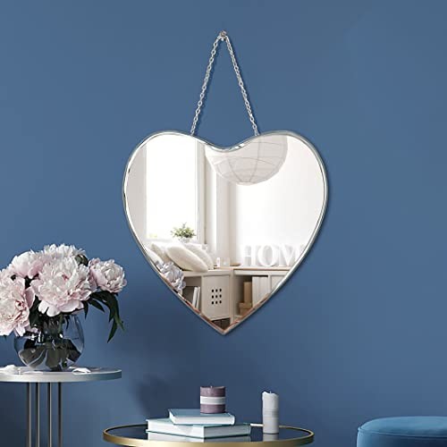 Espejo en forma de corazón con cadena de hierro para decoración de pared 12x12 pulgadas colgante de pared real - Imagen 3 de 7