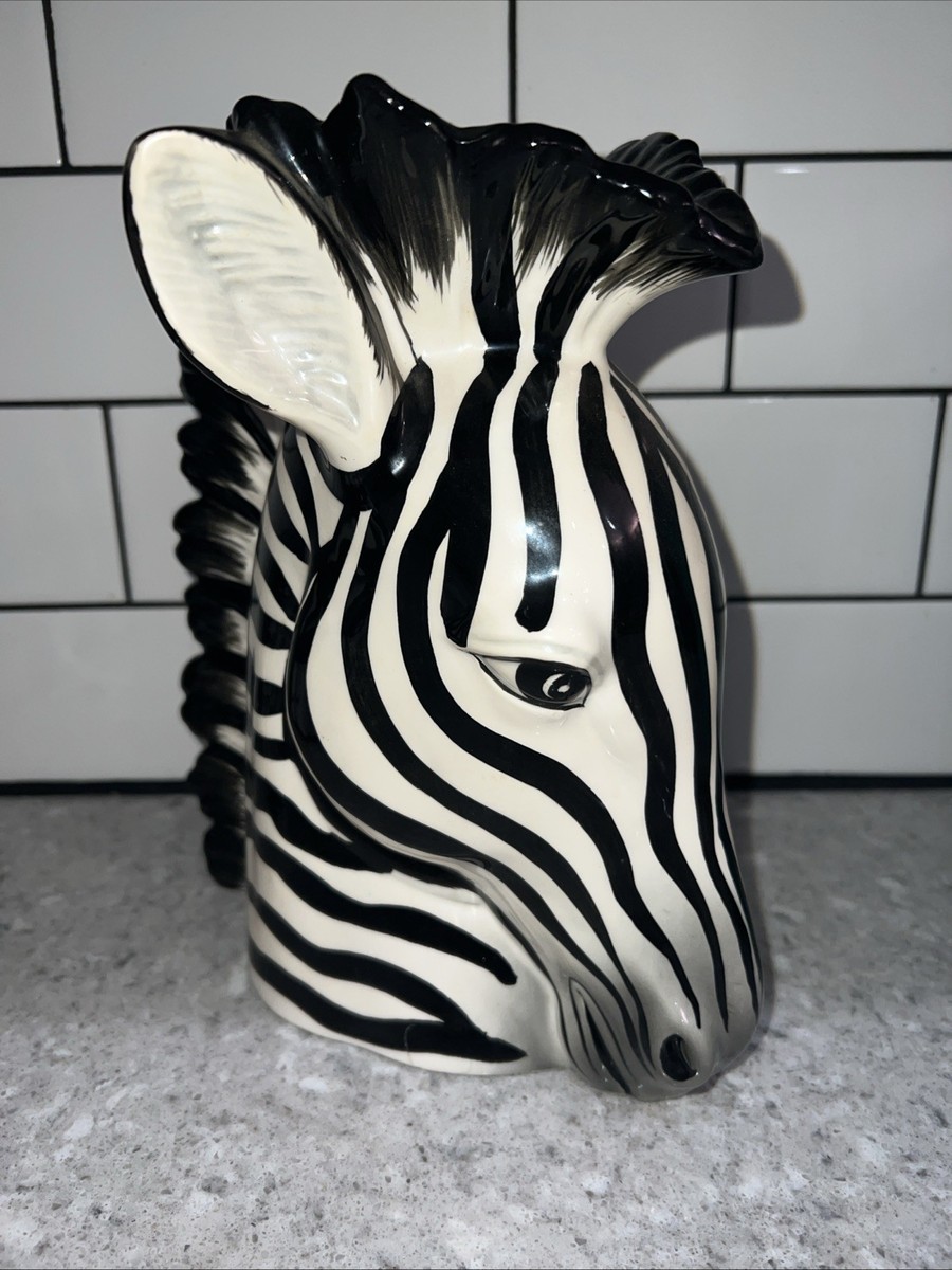 【希少】haed vases ヘッドベース Vintage Fitz & Floyd Zebra Head Vase 9