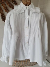 Vintage AM Monogram White Cotton Blouse Camisole Blouse Blouse