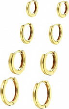 4 Pairs Small Gold Huggie Hoop Earrings Set for Women 14K Gold Plated Earring St