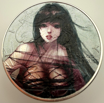 Beautiful Anime Girl -  American Silver Eagle 1oz. .999 Silver Dollar Sexy Coin