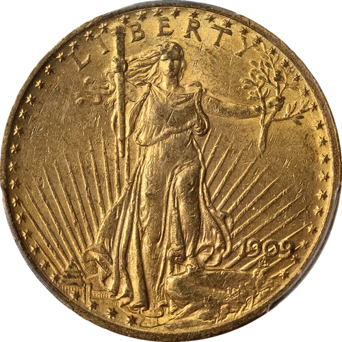 1909-P Saint-Gaudens Gold $20 PCGS MS62 Decent Eye Appeal