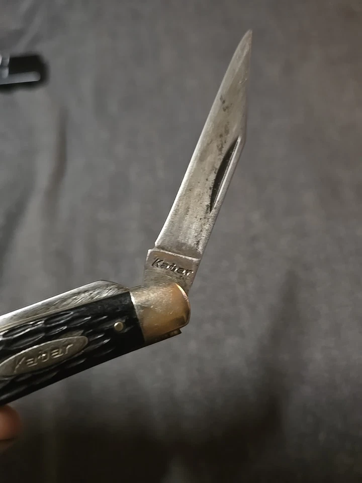 Navaja de bolsillo pequeña de hoja única de 3" K Bar de colección 7" en general Foto 4 de 4