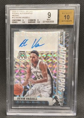 2020-21 Panini Mosaic Rookie Autographs Mosaic Devin Vassell RC  BGS 9 Auto 10