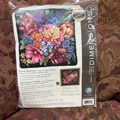 Vtg DIMENSIONS ''Floral Splendor'' Needlepoint Kit Barbara Baatz Hillman Sealed