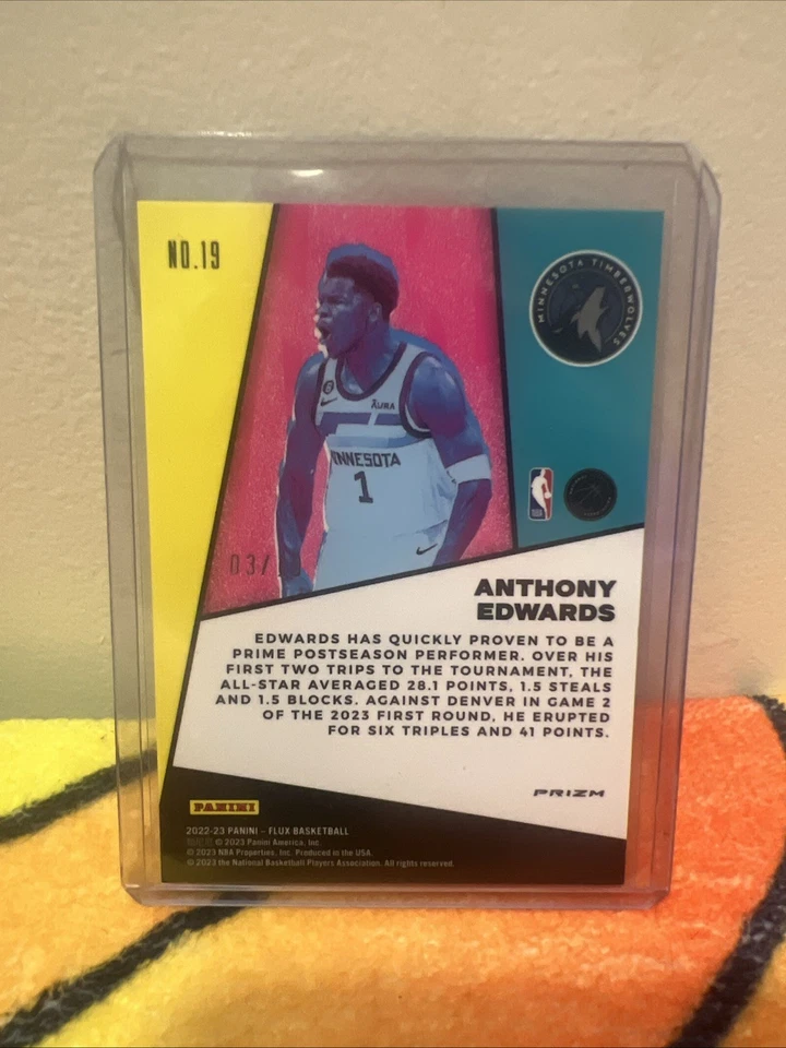 2022-2023 Panini Flux Flux Appeal Anthony Edward’s Gold Crack Numbered 03/10 - Image 2 of 4