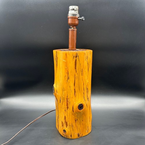 Vintage Wooden Log Lamp Handcrafted Rustic Lodge Cabin Natural Finish Heavy - Picture 2 of 14