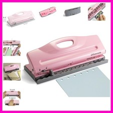 Adjustable 6-Hole Punch for Planners and Binders, 8 Sheet Capacity, Pink