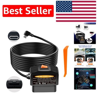 Plug and Play USB-C Power Cable with Smart Low Voltage Auto Cut-off for Dash Cam