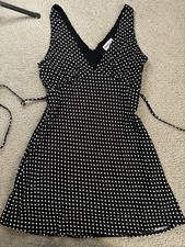 Vintage Vibe Princess Polly Dress Vneck Chic Black And White Polka Dots Size 8