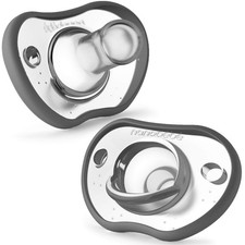 Orthodontic Baby Pacifiers 0-3 Months, Curved Design for Comfort Fit,
