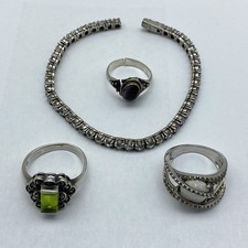 23,8g Srebro szterlingowe Biżuteria Partia naprawcza Opal Perydot Ametyst Pierścionki Bransoletka