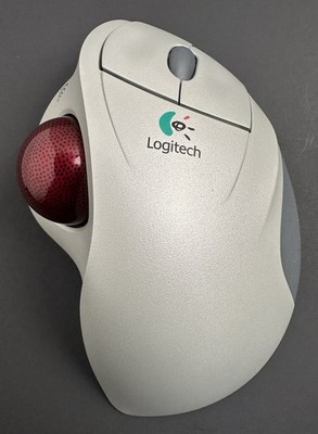 Vintage Logitech T-RA18 Cordless Trackman Wheel Trackball Mouse, No Receiver
