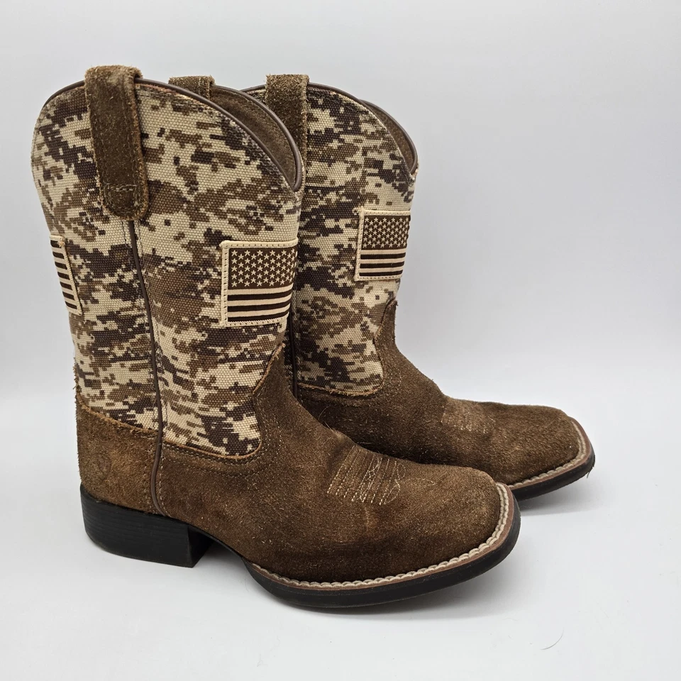 Botas para niños Ariat talla 1 - Patriot Western/Arena estampado camuflaje bandera americana Foto 3 de 4