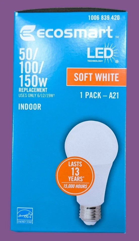 Ecosmart 50/100/150-Watt Equivalent A21 Energy Star 3-Way LED Bulb Soft White - Image 3 of 4