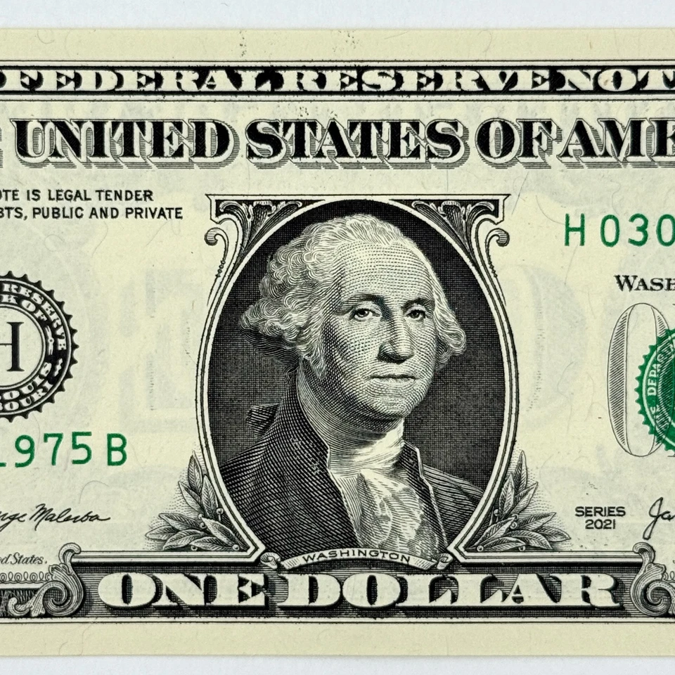 March 4th 1975 3rd April Dollar Bill Uncirculated Birthday Note $1 Fancy Serial - Image 4 of 4