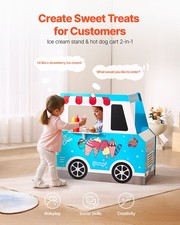 For Ice Cream Cart For Kids, 20 PCS Ice Cream Truck Wooden Playset, Pretend P
