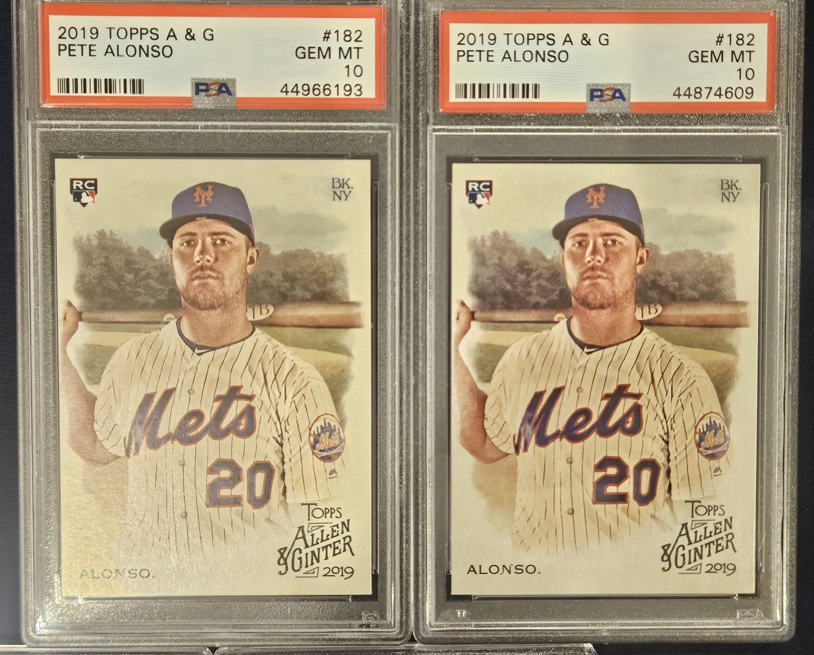 Pete Alonso 5x PSA 10 RC Lot! (2) 2019 Topps, (1) Rainbow Foil, (2) Allen&Ginter view 5