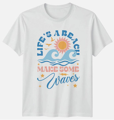 Life's A Beach Make Some Waves T-Shirt Boho Summer Sun Graphic Tee