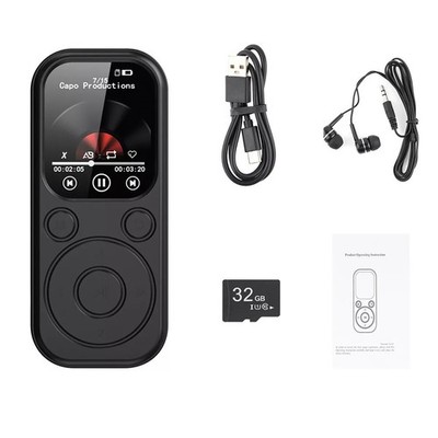 32GB Lossless Audio Player Bluetooth 5.4 Fast Charge 12H Playback IPS-Display