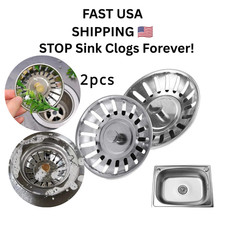 Stainless Steel Sink Drain Strainer 2PCS Waste Catcher Kitchen Plug Stopper