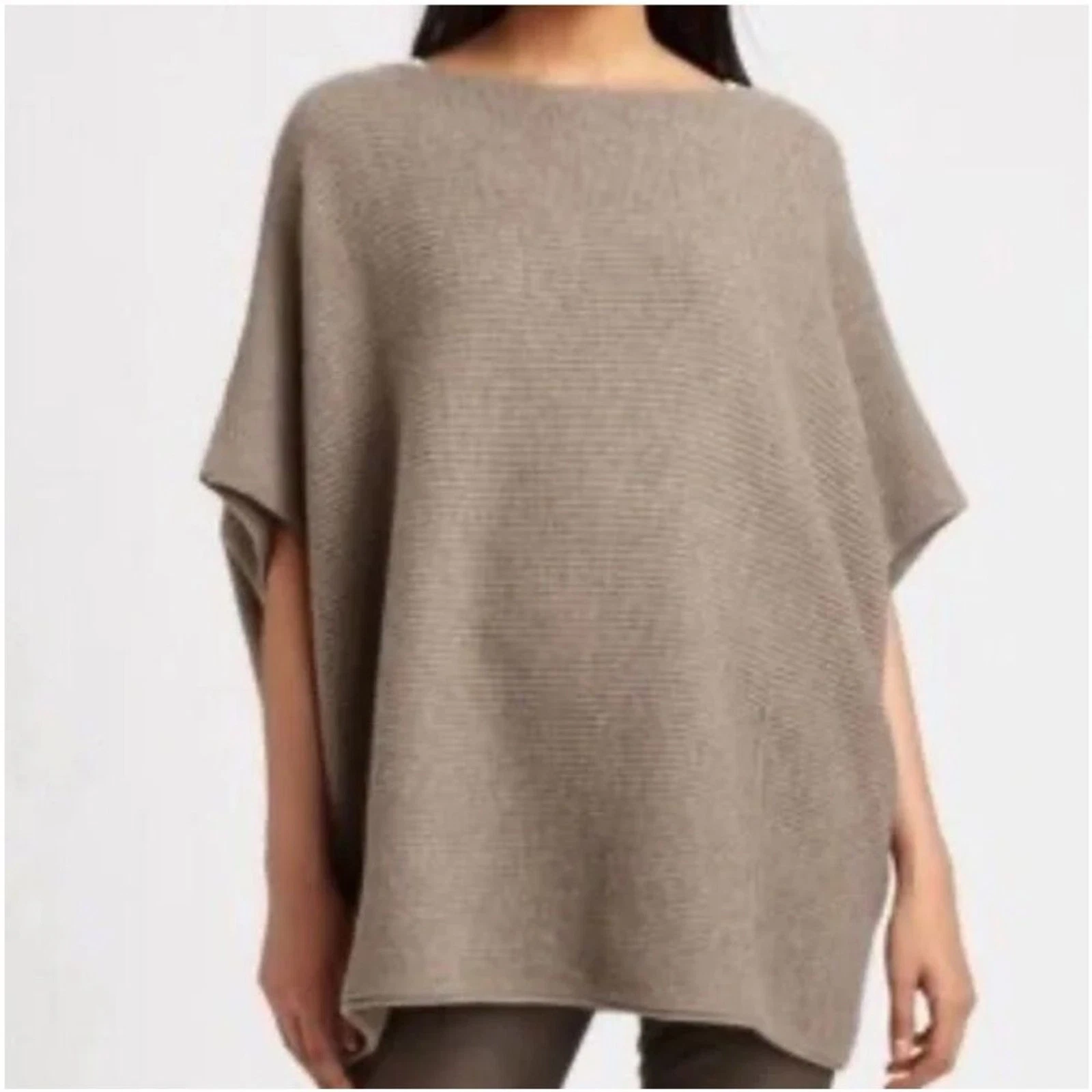 Vince Beige Poncho Cashmere Wool Blend Tunic Oversized Sweater Size Small Luxury