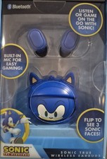 Sonic the Hedgehog Bluetooth Wireless Earbuds w/ Mic  3 Faces Flip Case - NEW