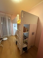 Kinder Hochbett mit integriertem Schreibtisch und Schrank
