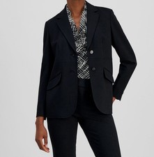 Anne Klein Women's Black Two-Button Compression Blazer Jacket Size 6