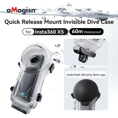 60M Camera Expansion Diving Shell Underwater Photography Shell for Insta360 X5 - Photo 9 sur 13