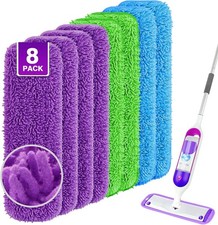 Reusable Mop Pads 8 Pack Microfiber Mop Pad Refill with Scrubber Strips