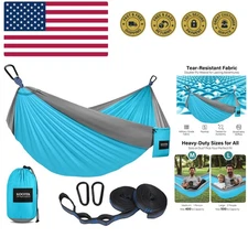 Camping Hammock, Portable Hammocks with Tree Straps & Attached Carry Bag, Cam...