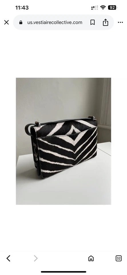Bolso de hombro Coach Zebra Bandit de cuero de becerro negro blanco Foto 4 de 4