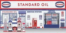 SOHIO STANDARD OIL GAS SERVICE STATION SCENE GAS PUMP WALL MURAL SIGN BANNER ART