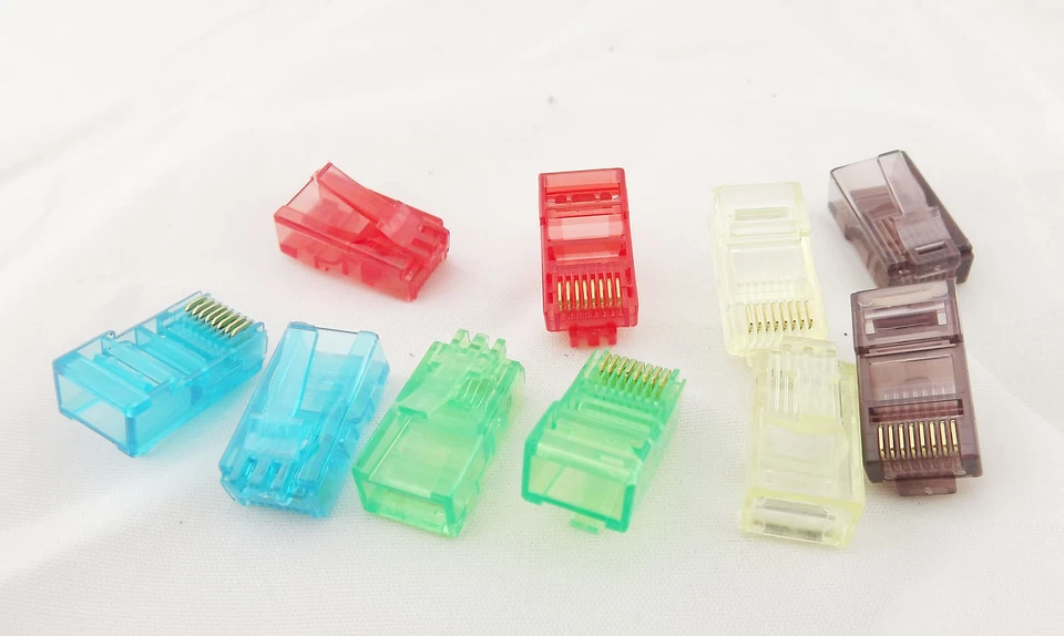 50x RJ45 Network Cable Modular Plug Ethernet CAT5 8P8C Connector End Multi-color - Image 2 of 4