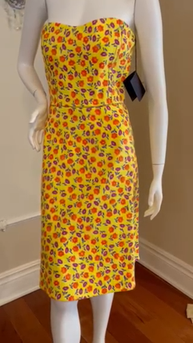 PRADA SWEETHEART NECKLINE BRIGHT YELLOW STRAPLESS BUTTERCUP DRESS SIZE 42 IT - Video 1 of 1