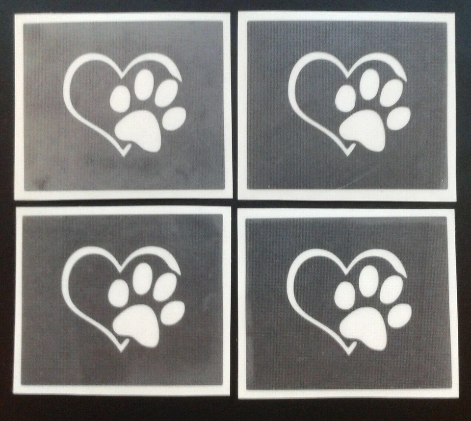 Plantillas de pata en corazón para grabado en vidrio perro animal hobby conmemorativo